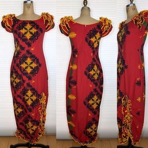 Mamo Howell Traditional Hawaiian Tiki Mumu Gown